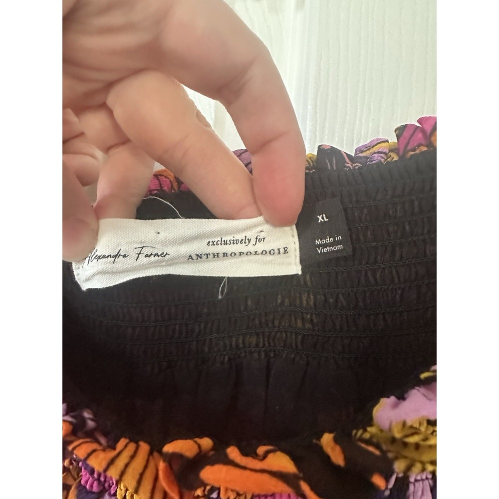 Anthropologie Alexandra Farmer Floral Butterfly Puff Sleeve Blouse Sz XL - Picture 5 of 9